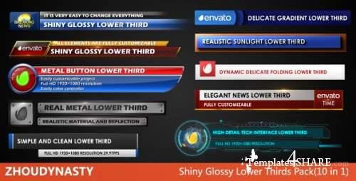 Shiny Glossy Lower Thirds Pack 10 In 1 after Effects