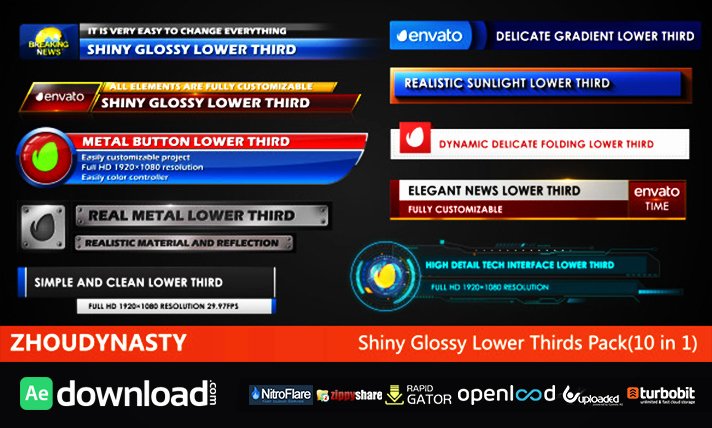 Shiny Glossy Lower Thirds Pack Free Download Videohive