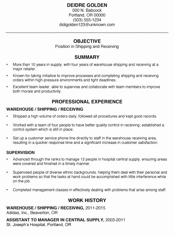 Shipping and Receiving Clerk Job Description for Resume