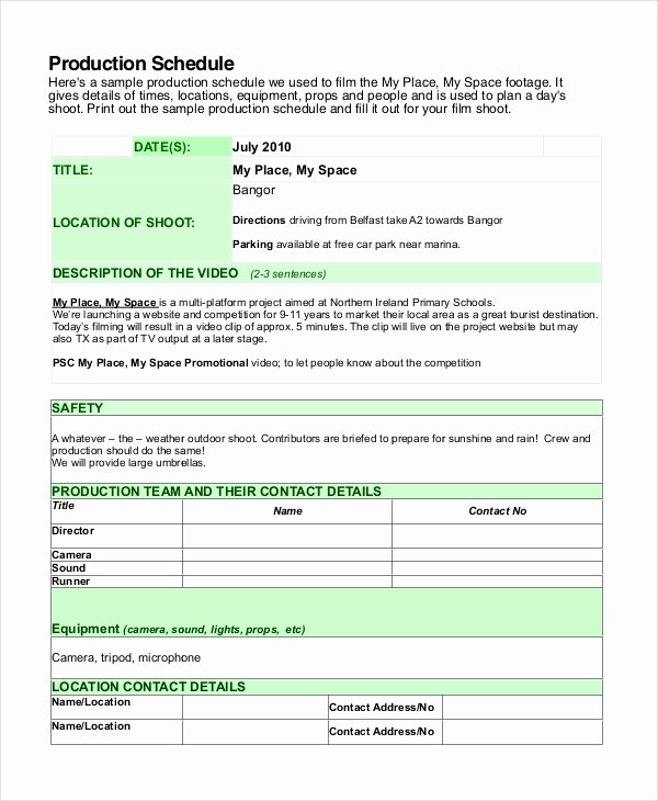 Shooting Schedule Template 13 Free Word Pdf Document