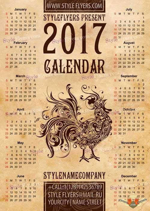 Shop Calendar 2017 Psd V7 Flyer Template