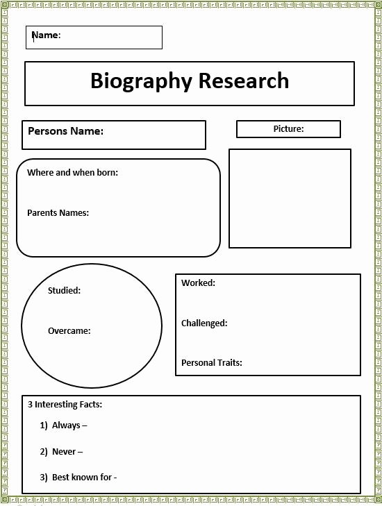 Short Biography Research Graphic organizer