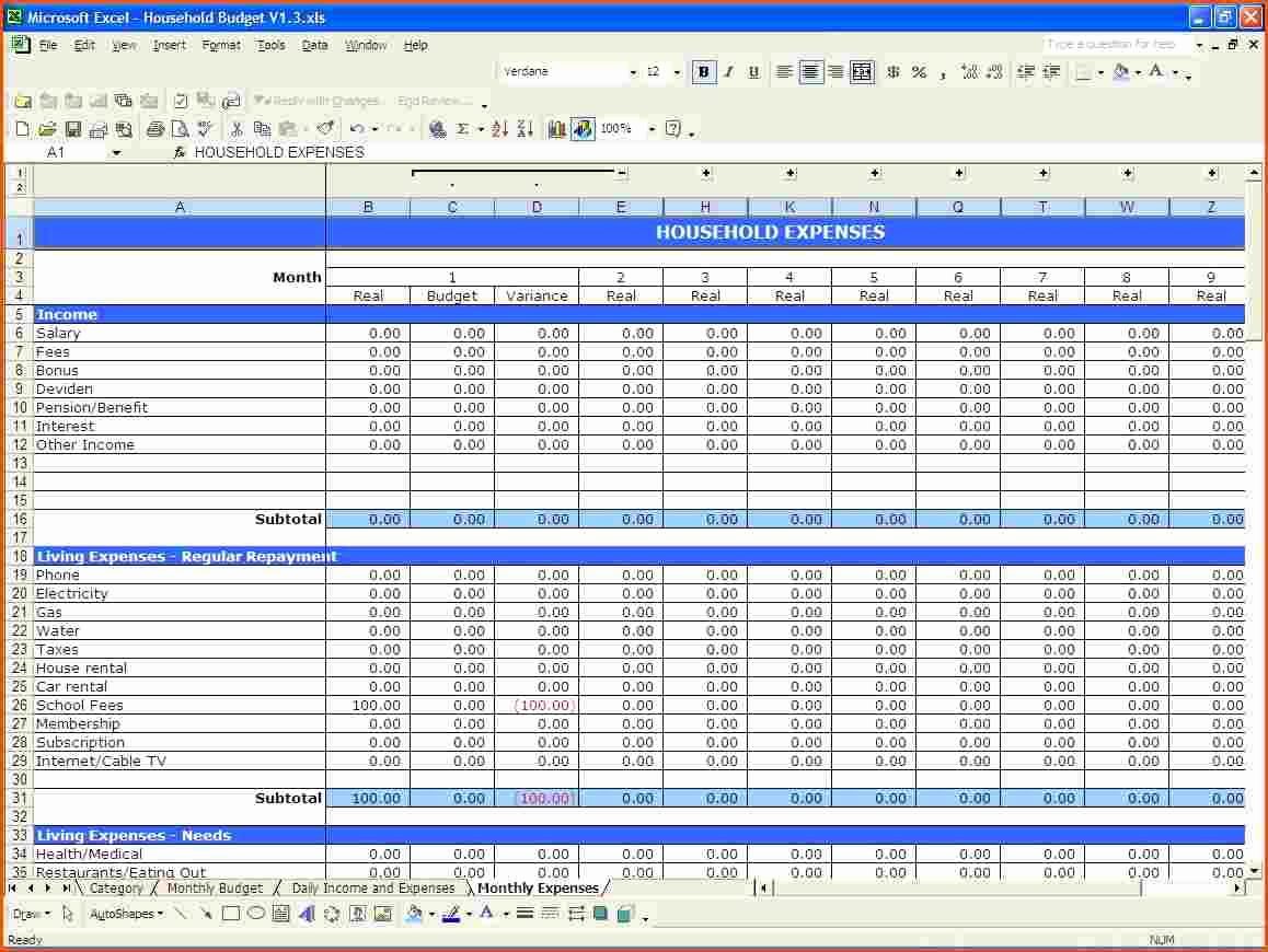 Short Bud Template Excel Elegant Design