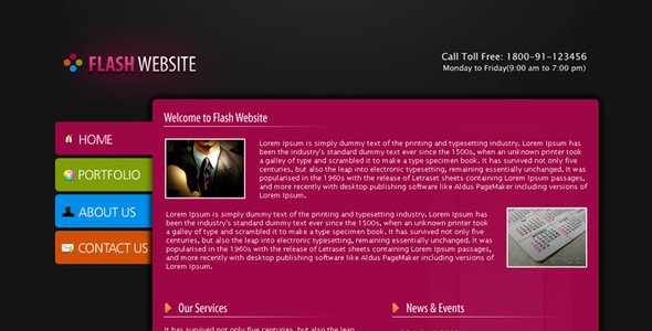 Showcase 25 Free Download Flash Website Templates
