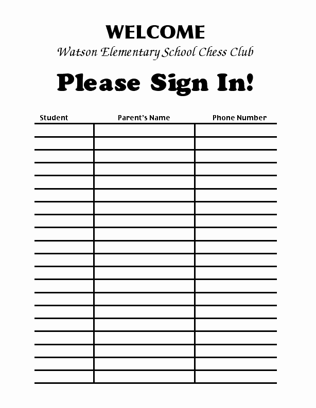Sign In Sheet Template Word
