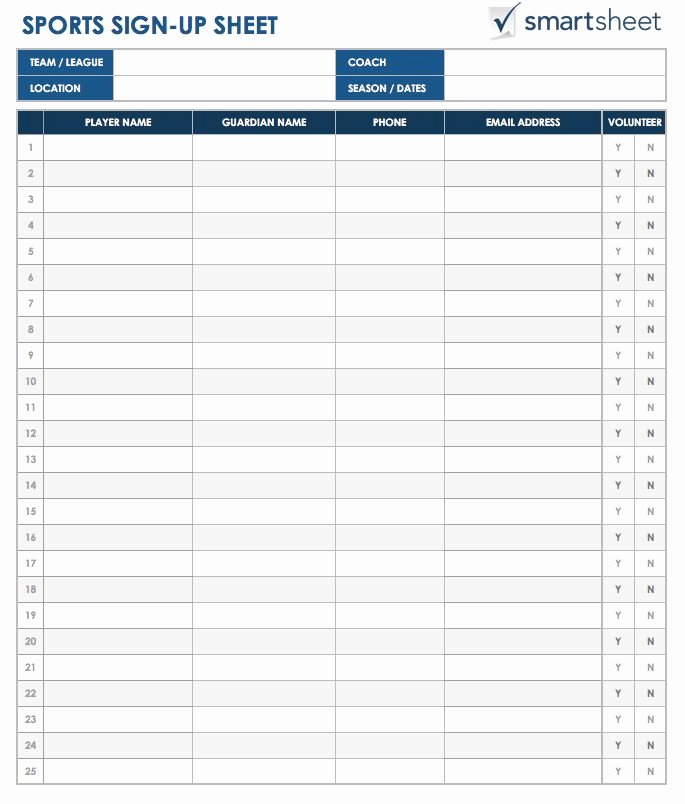 Sign Up Sheet Template Excel Templates Data