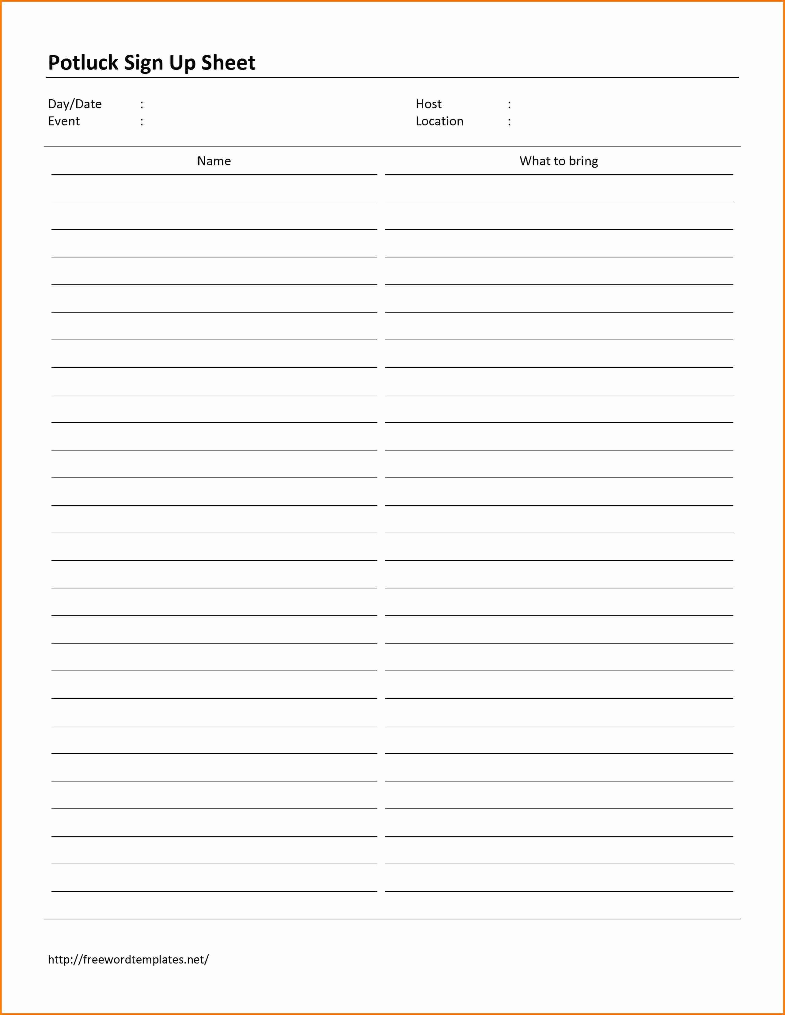 sign up sheet template