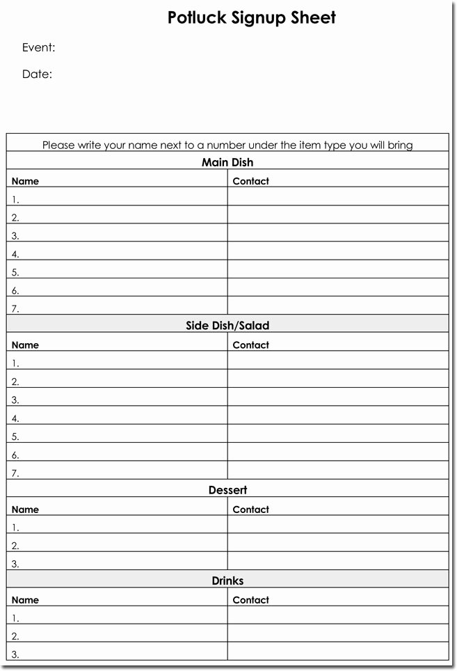 signup sheet templates