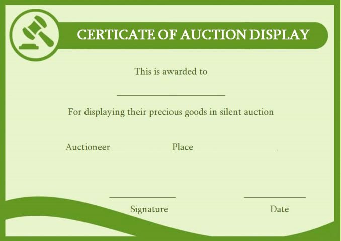 Silent Auction Certificates 18 Ficial and Beautiful