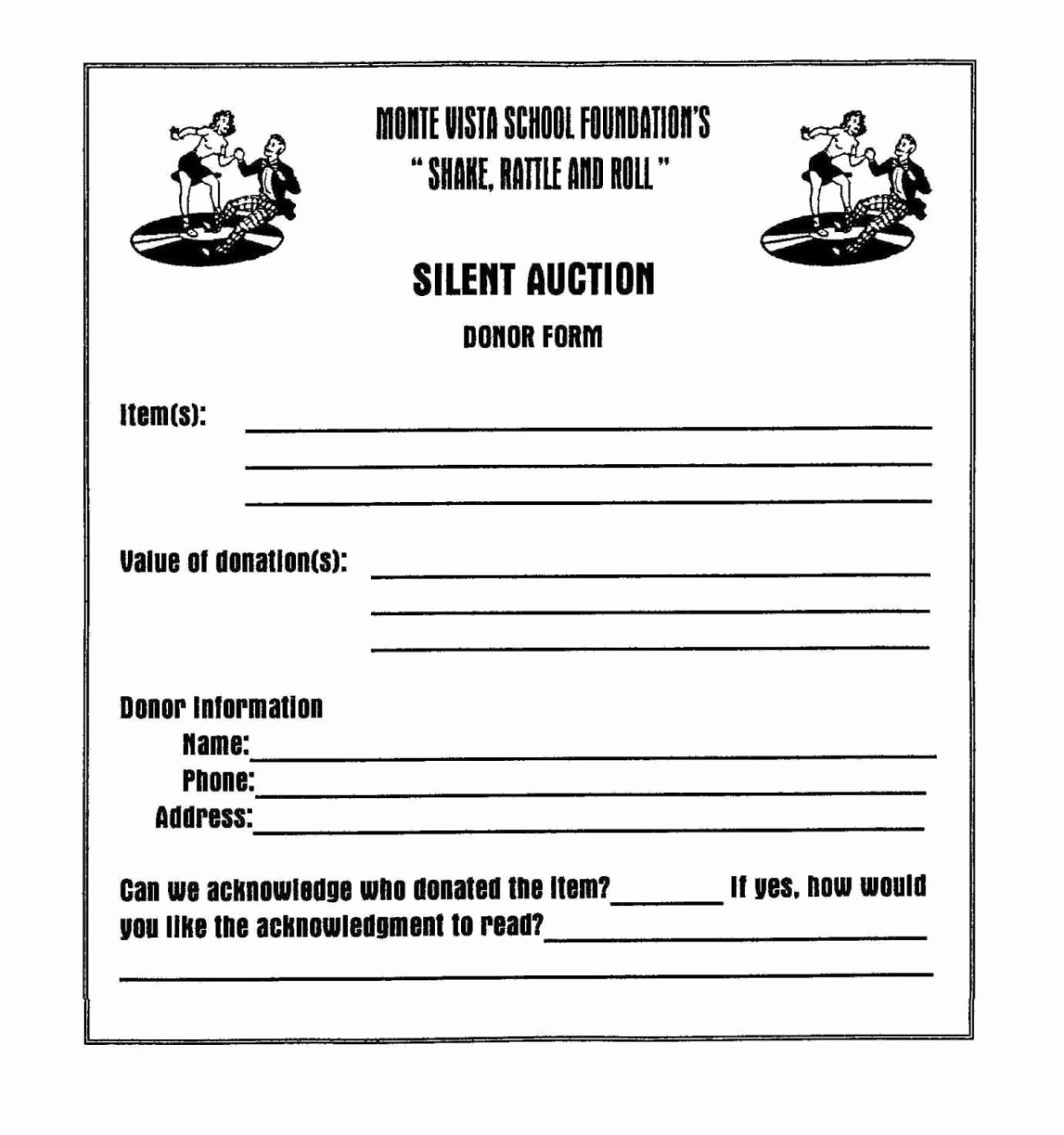 Silent Auction Donation form Template Sampletemplatess