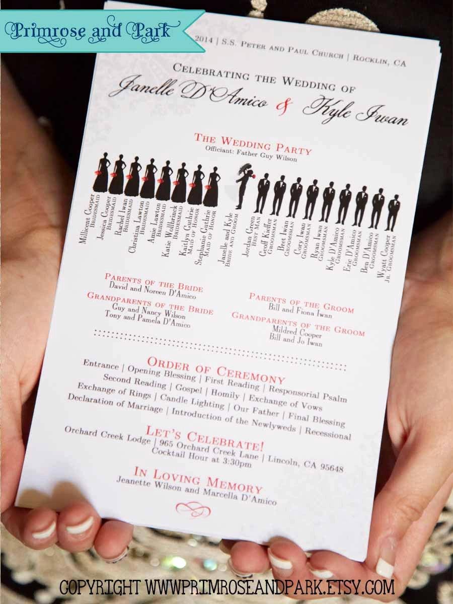 Silhouette Wedding Program Printable Unique Wedding