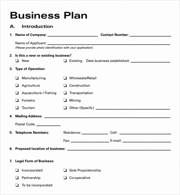 Business Plan Startup Template Excel