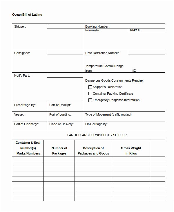 Simple Bill Of Lading Template 11 Free Word Pdf