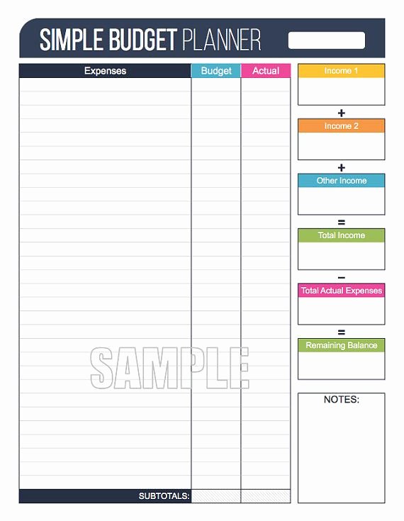 Simple Bud Planner Worksheet Editable Personal
