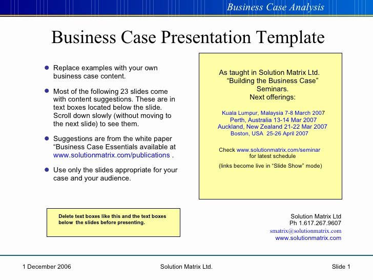 Simple Business Case Template Powerpoint Business
