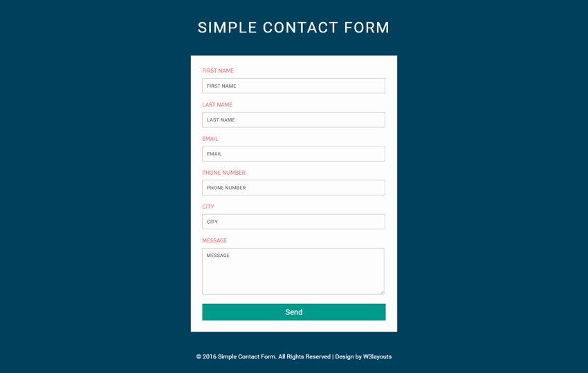 Simple Contact form A Flat Responsive Wid Template