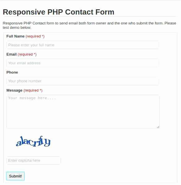 Simple Contact form Picture Bootstrap Contact form