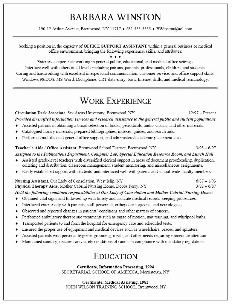 Simple General Clerk Resume Summary with Additional