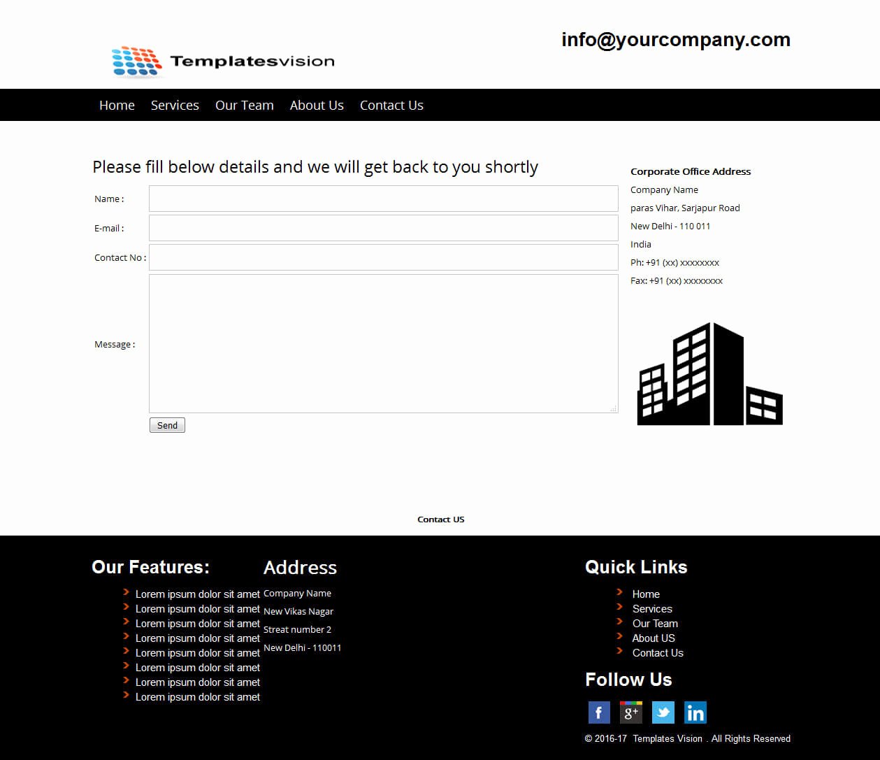 simple website template black white