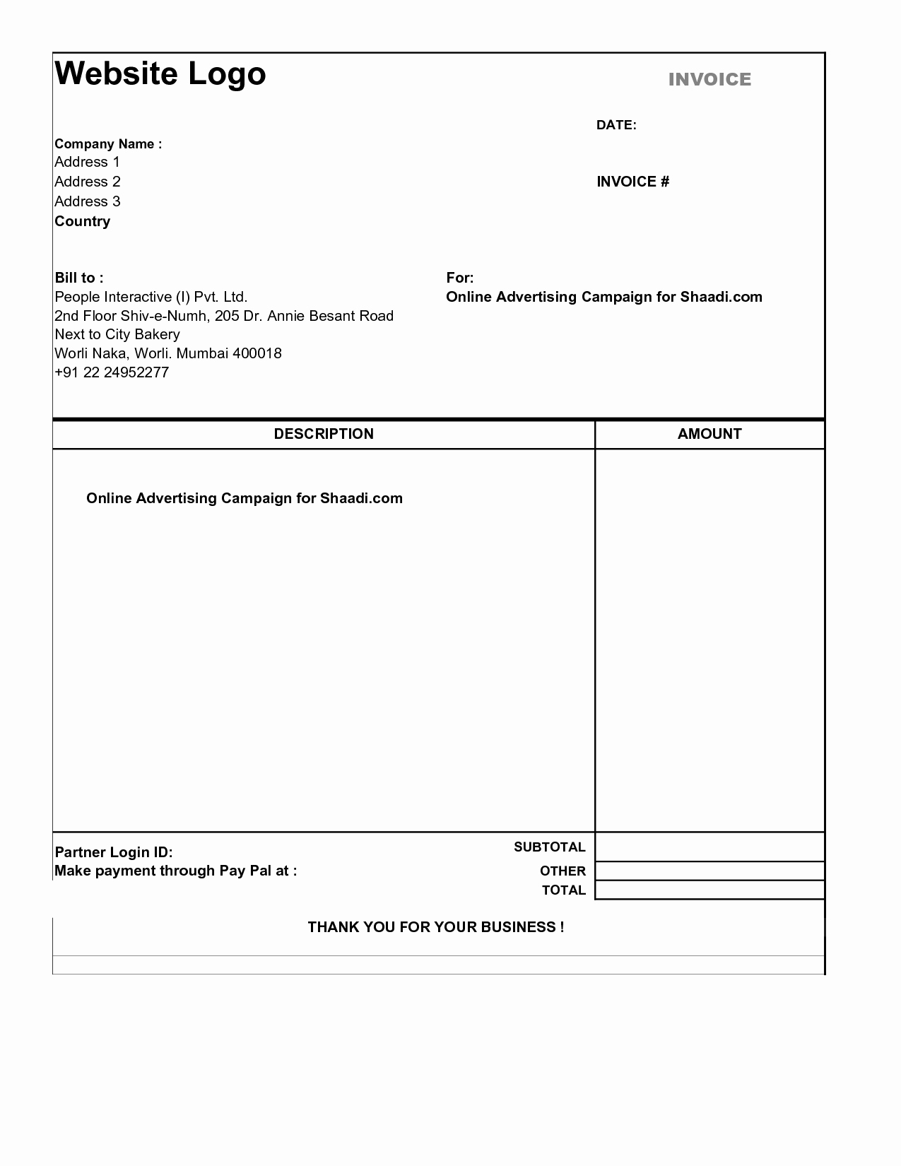 Simple Invoice form