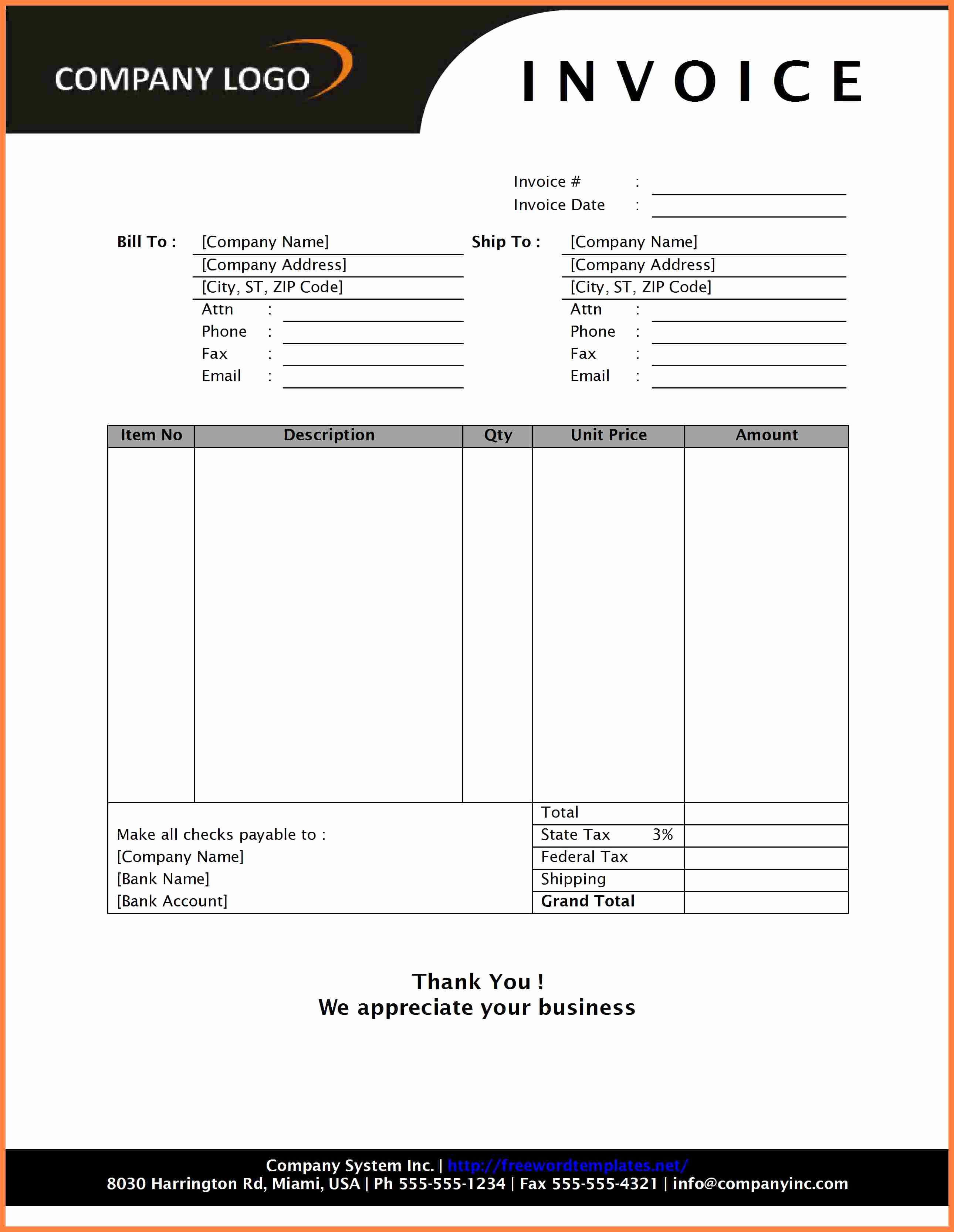 Simple Invoice format In Word Resume Templates