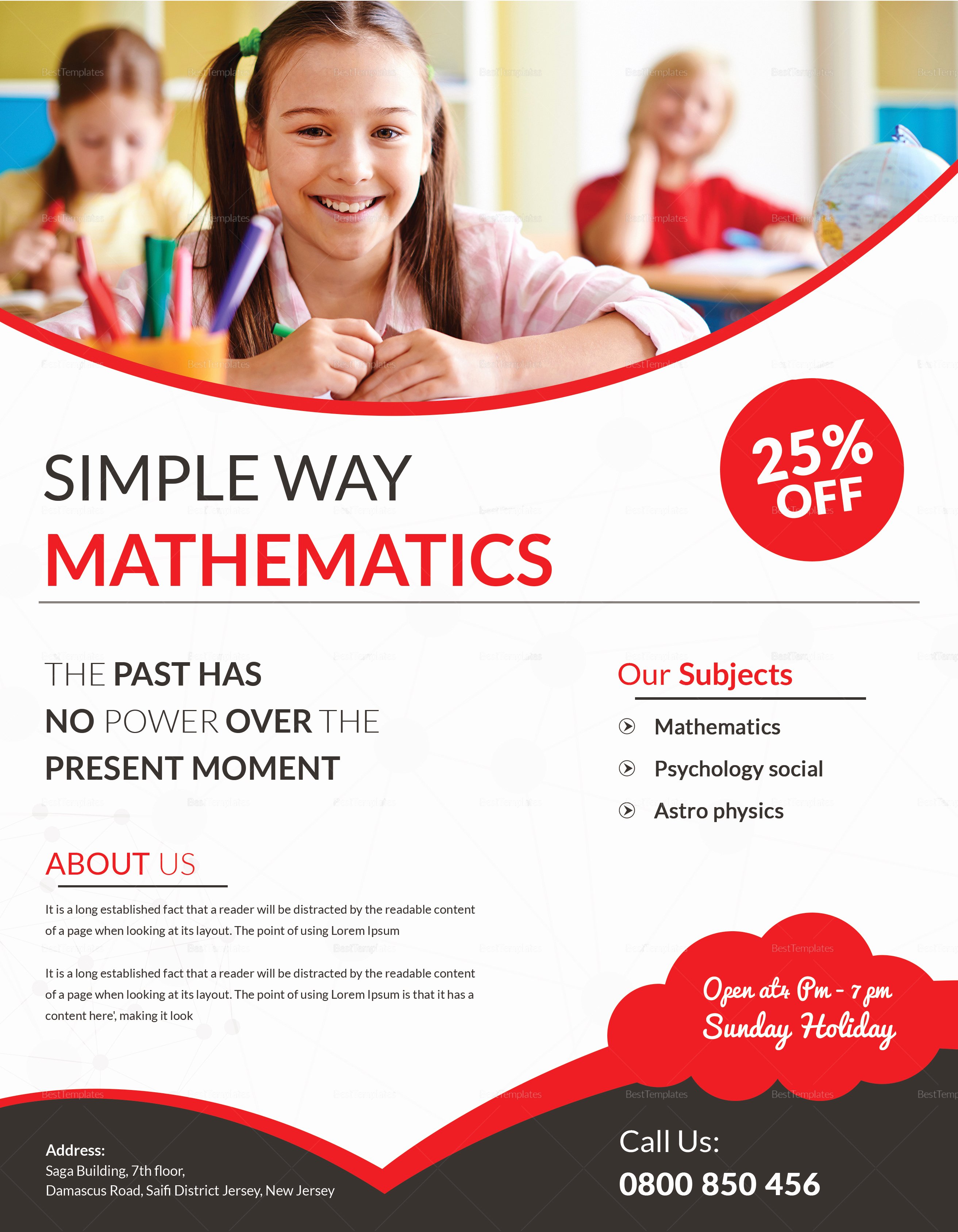 Simple Math Tutoring Flyer Design Template In Word Psd