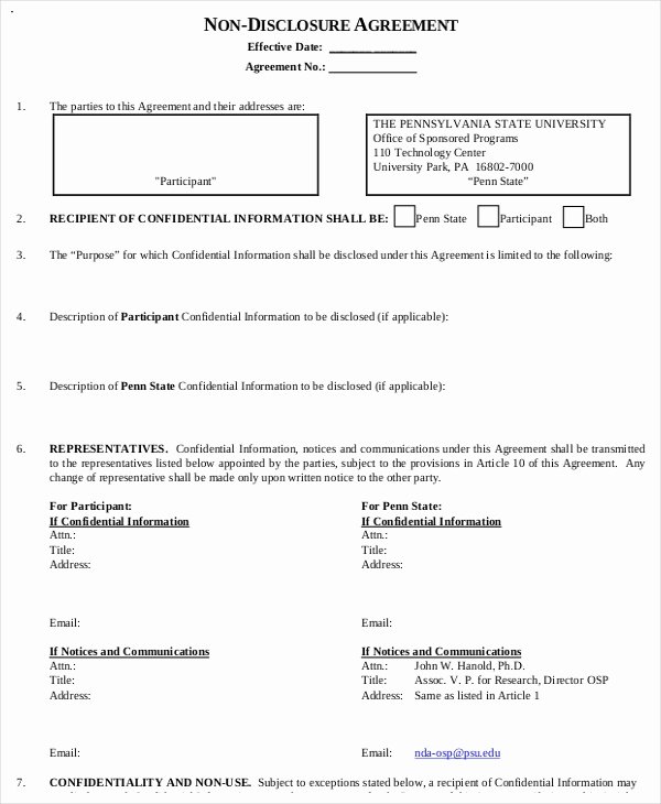 Simple Non Disclosure Agreement form – 12 Free Word Pdf