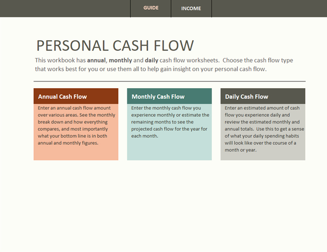 Simple Personal Cash Flow Statement