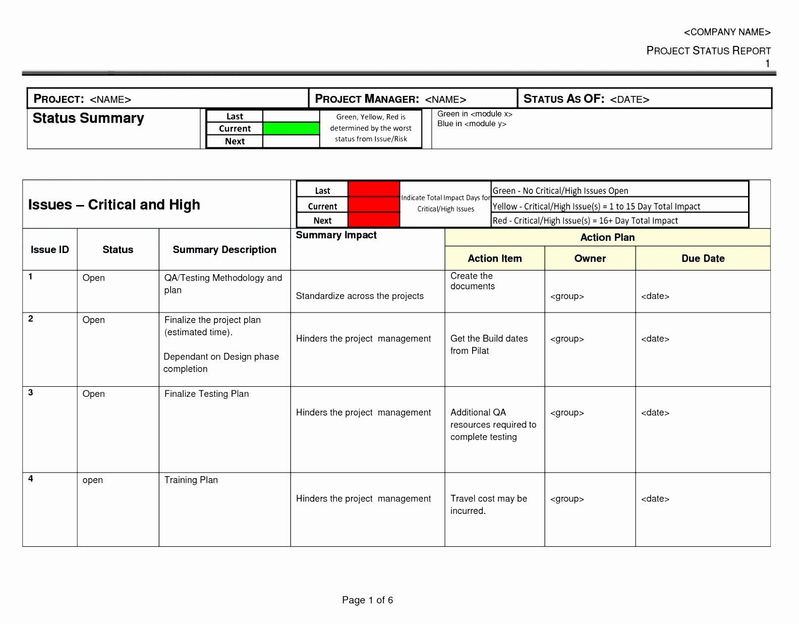 simple project plan examples