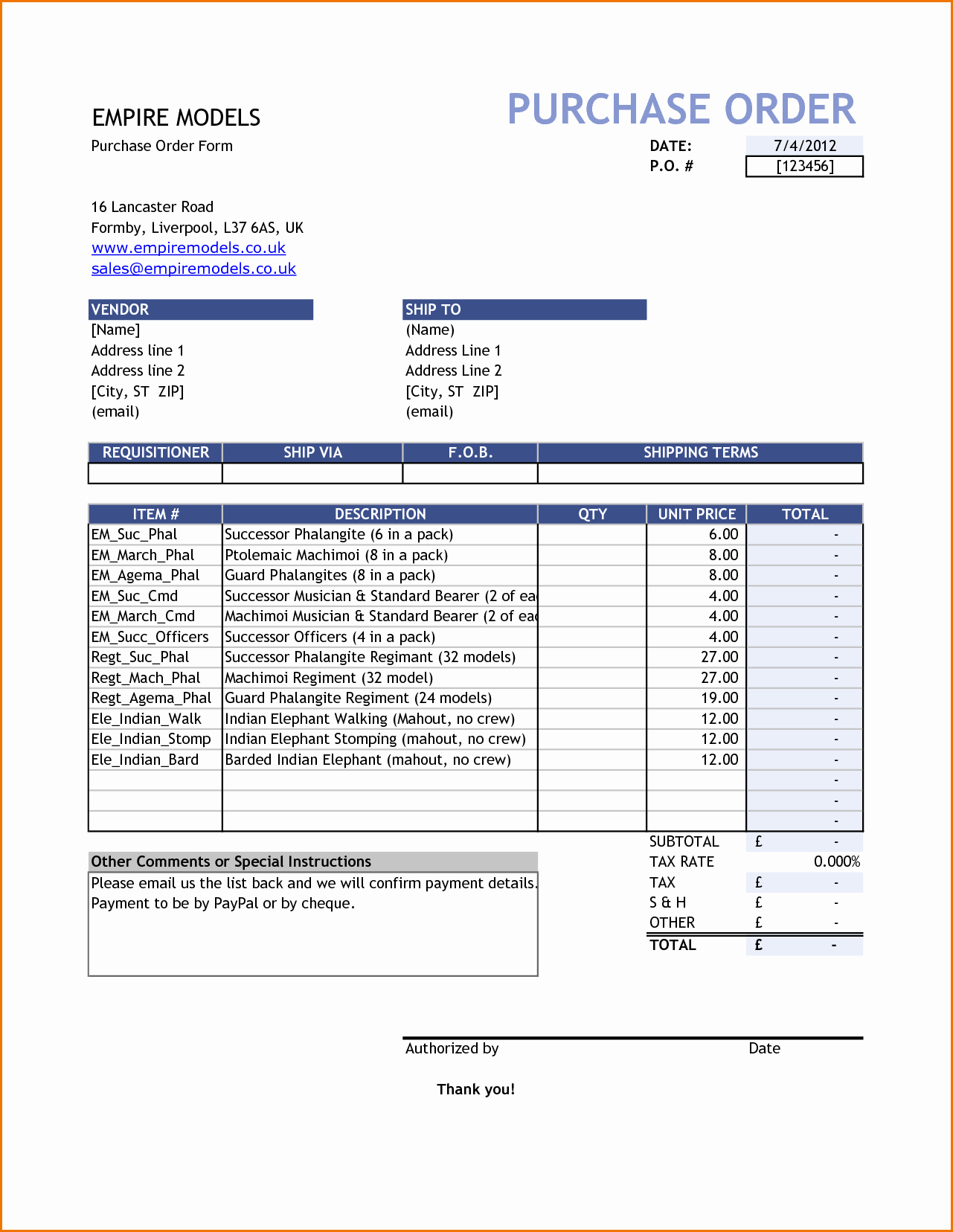 Simple Purchase order form Portablegasgrillweber