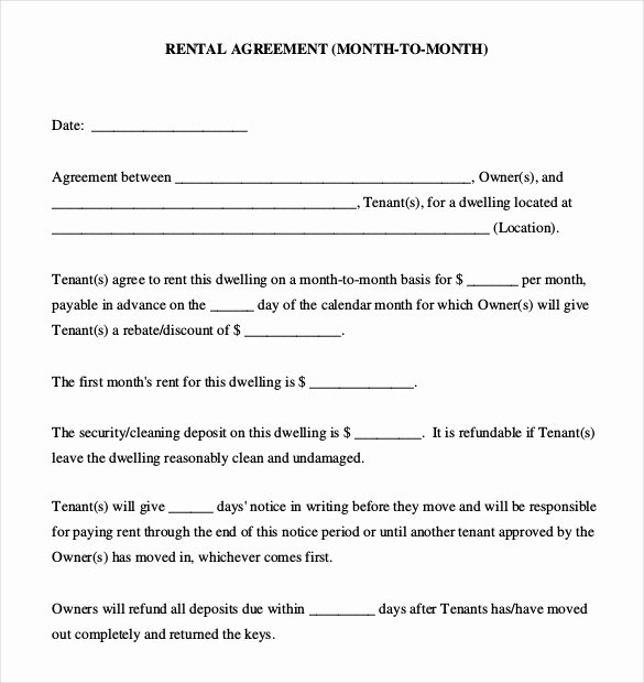 Simple Rental Agreement Month to Month