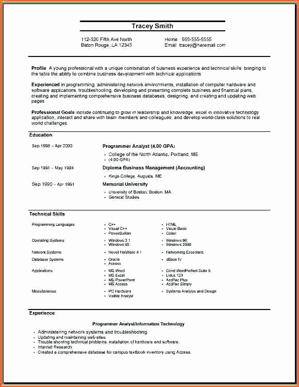 simple resume format for students