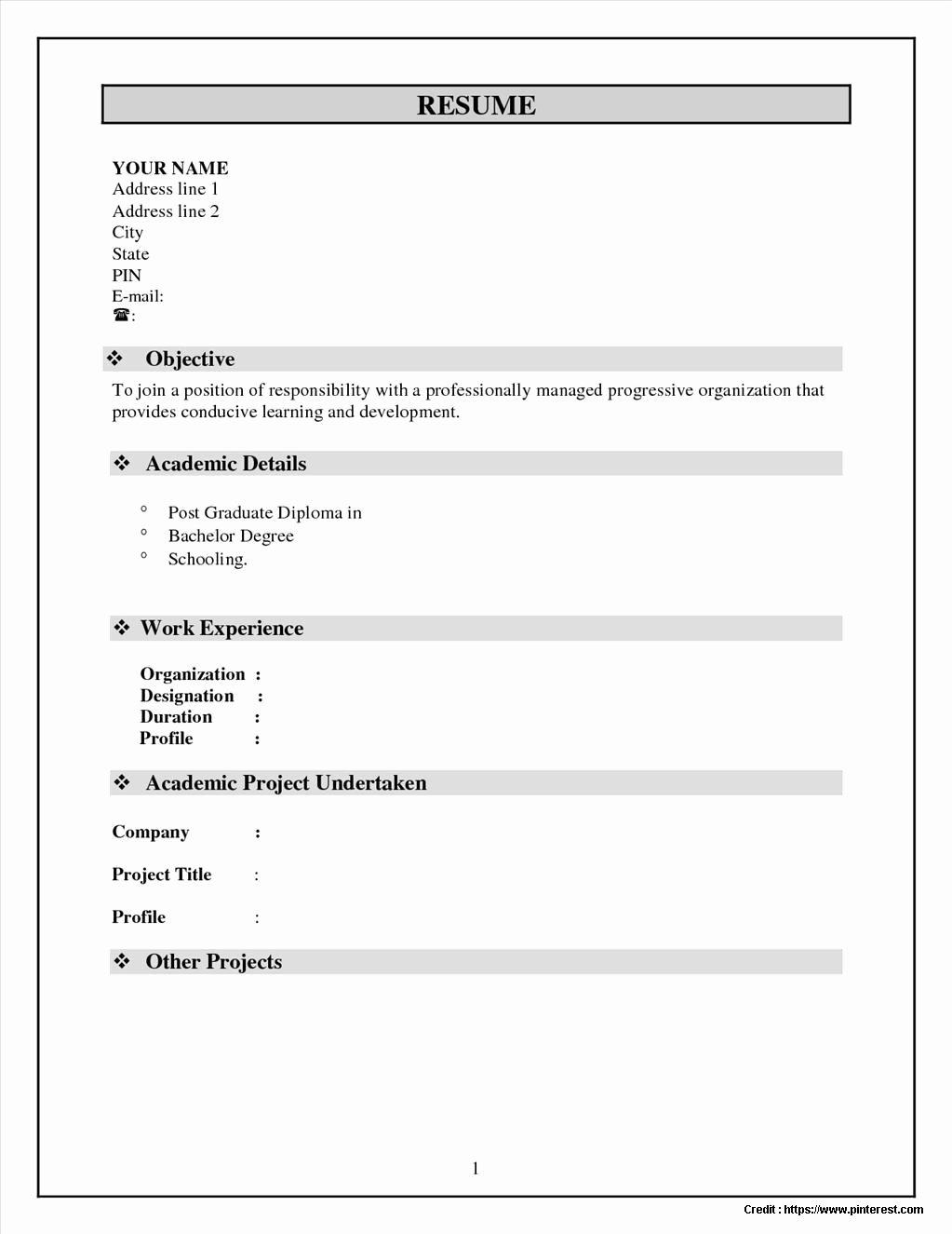 Simple Resume format In Word Free Download Resume