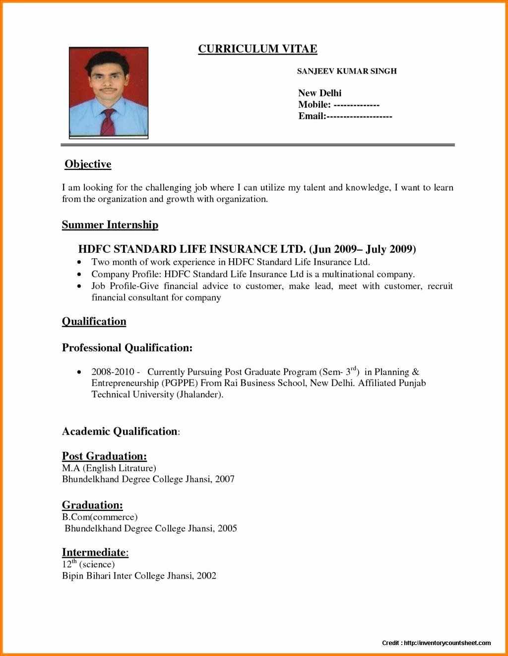 Simple Resume format Pdf India Resume Resume Examples