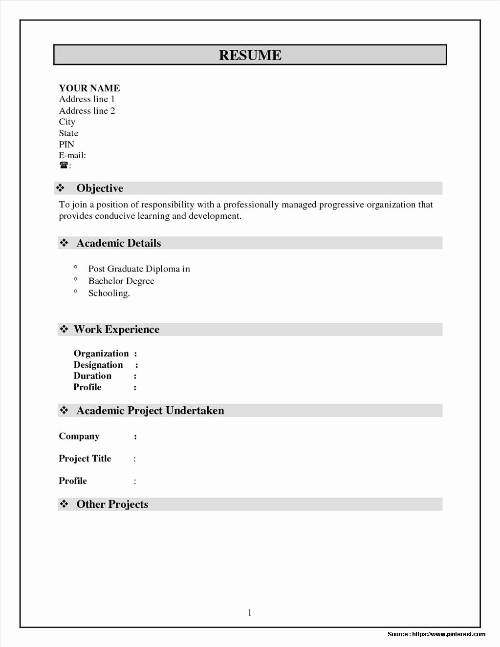 Simple Resume format Word File Free Download Resume