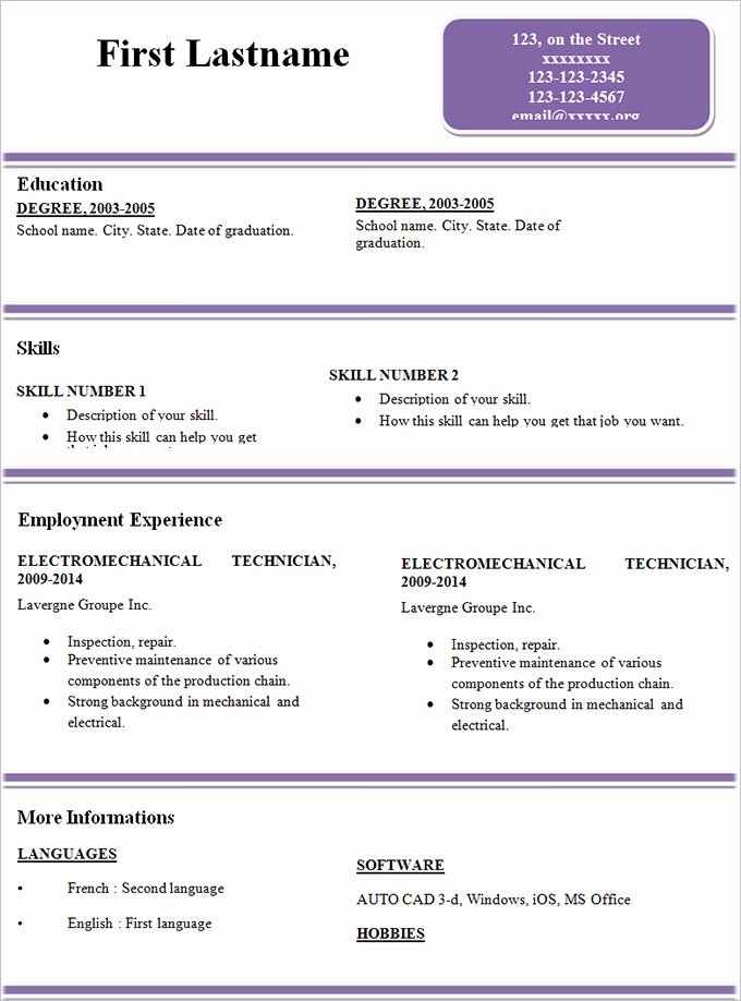 Simple Resume Template 46 Free Samples Examples