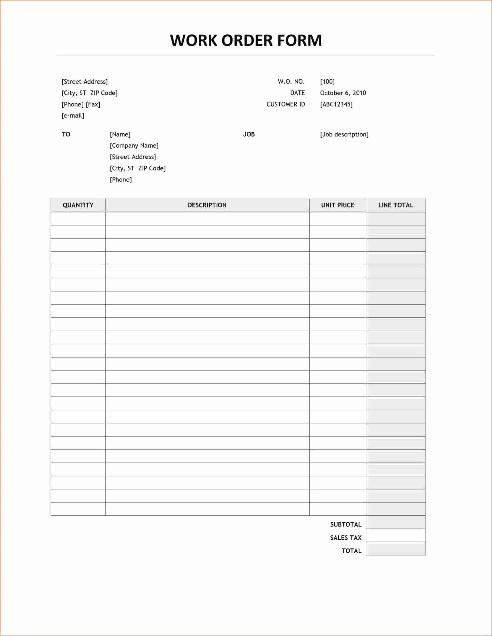 Simple Simple order form Template Word order form Template