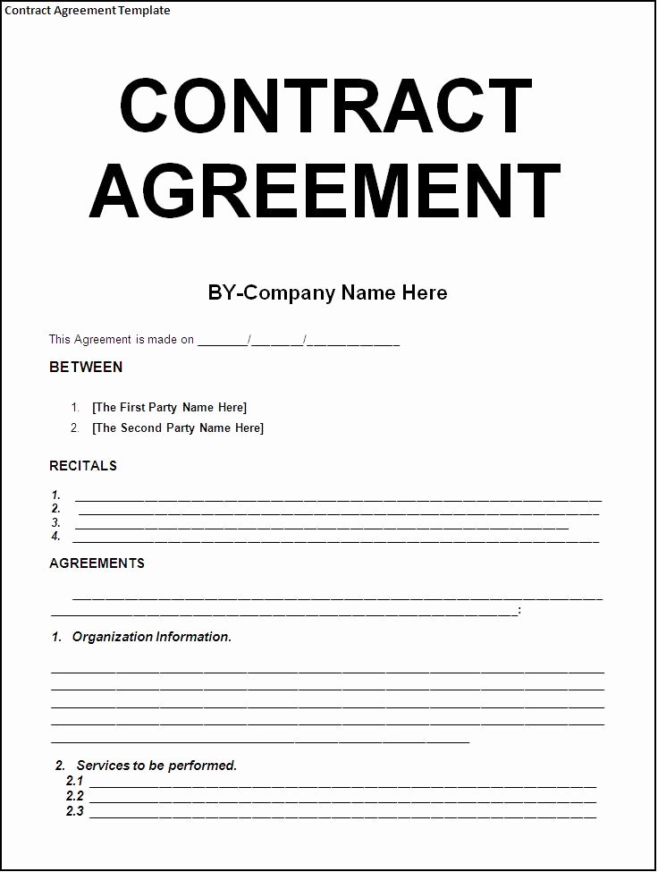 Simple Template Example Of Contract Agreement Between Two