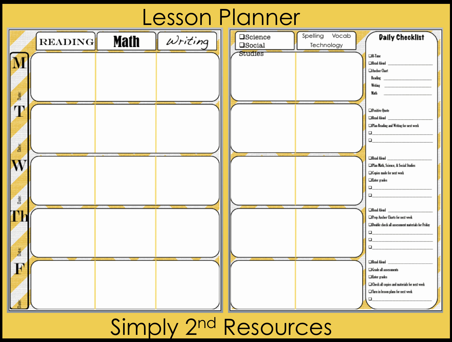 Simply 2nd Resources Lesson Plan Template so Excited to