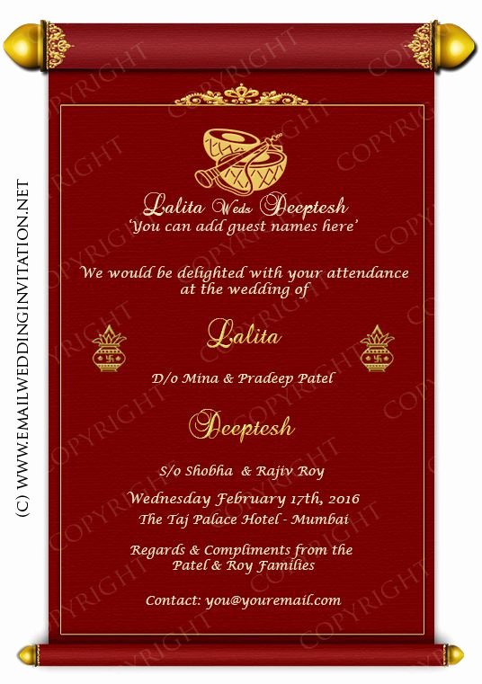 Single Page Email Wedding Invitation Diy Template Indian
