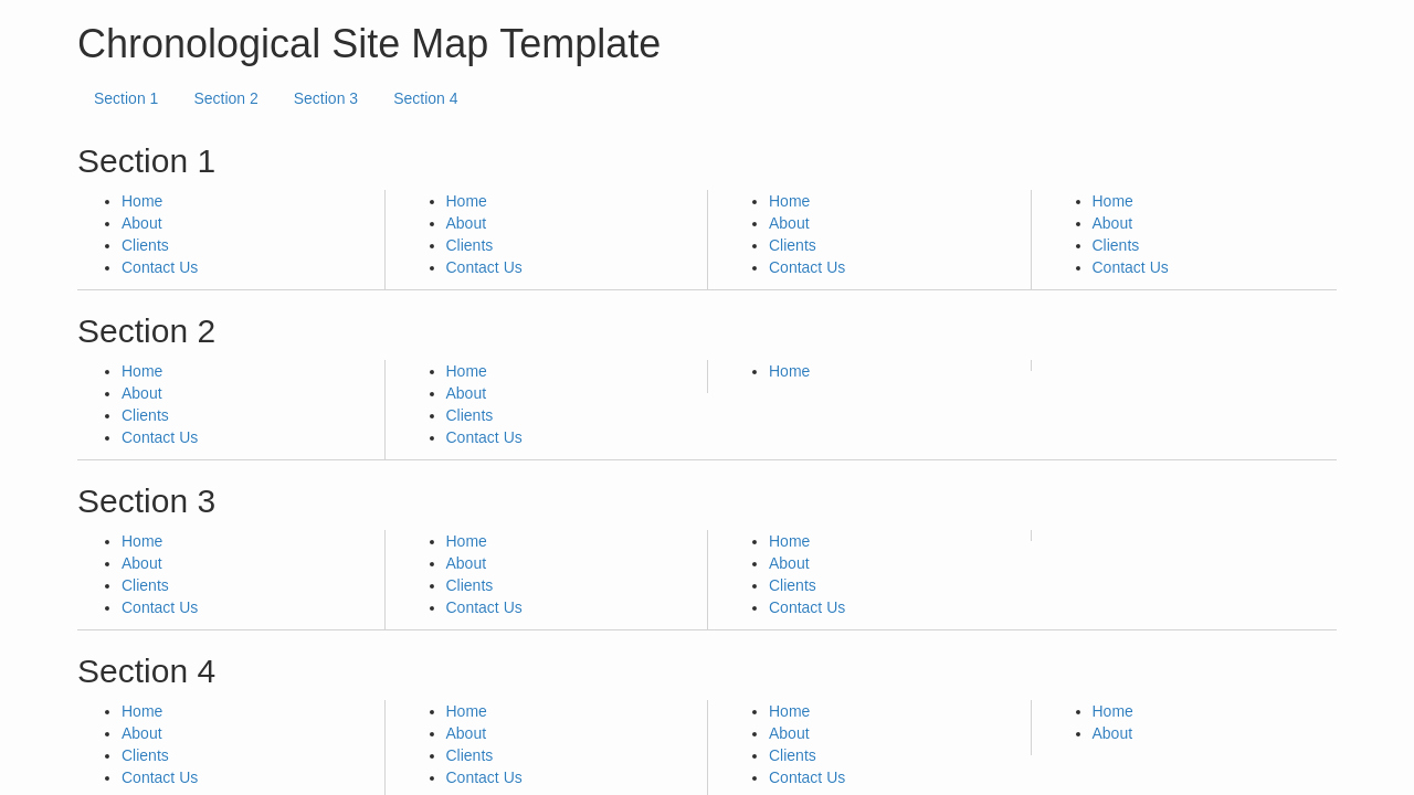 Sitemap Layout Bootstrap 4 Code Snippet 2019