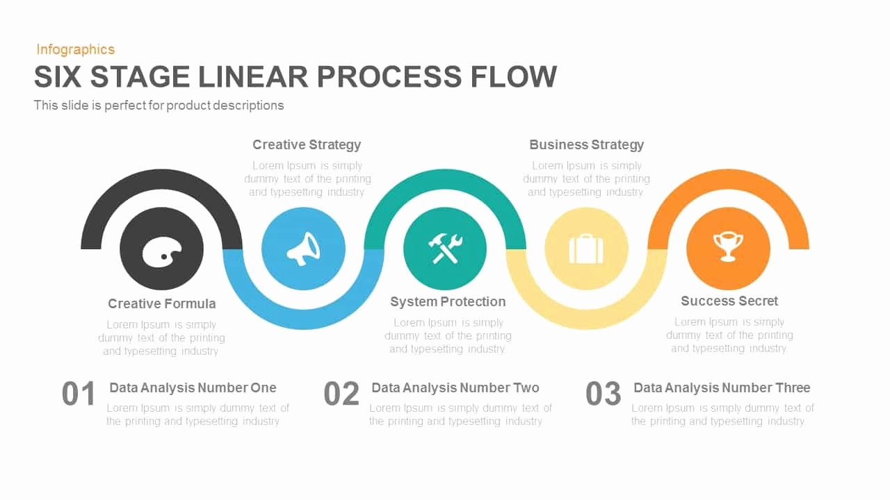 Six Stage Linear Process Flow Powerpoint Keynote