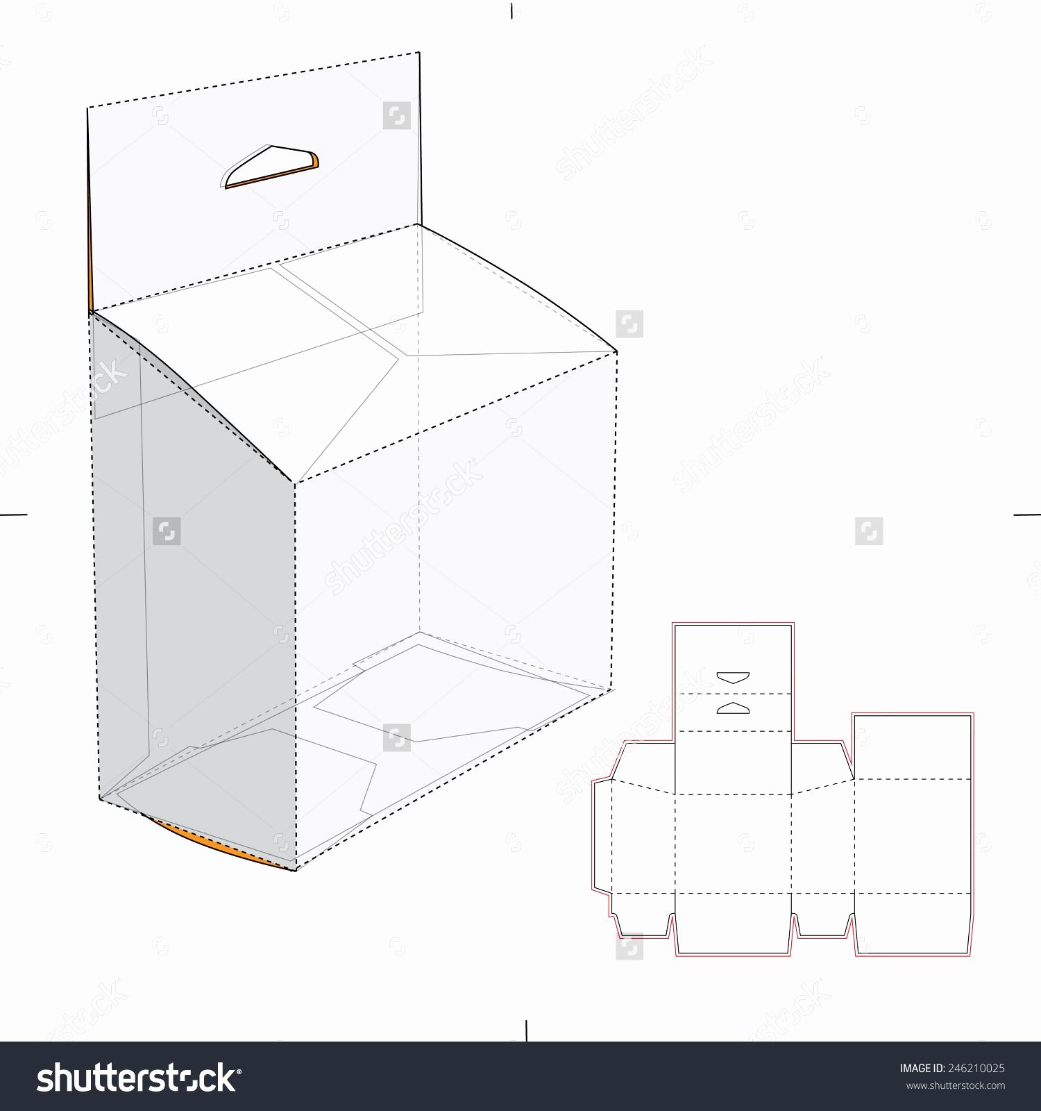 Slanted Box with Hang Tag and Die Cut Template Stock