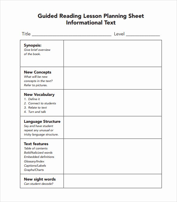 Small Reading Lesson Plan Template 28 Images Small