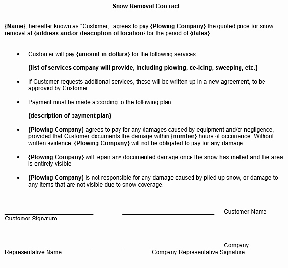 Snow Removal Contracts Templates Latter Example Template