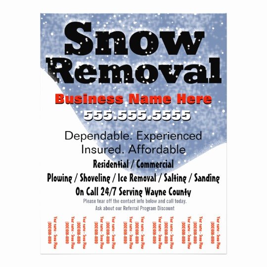 Snow Removal Plowing Tear Sheet Template Flyer Design