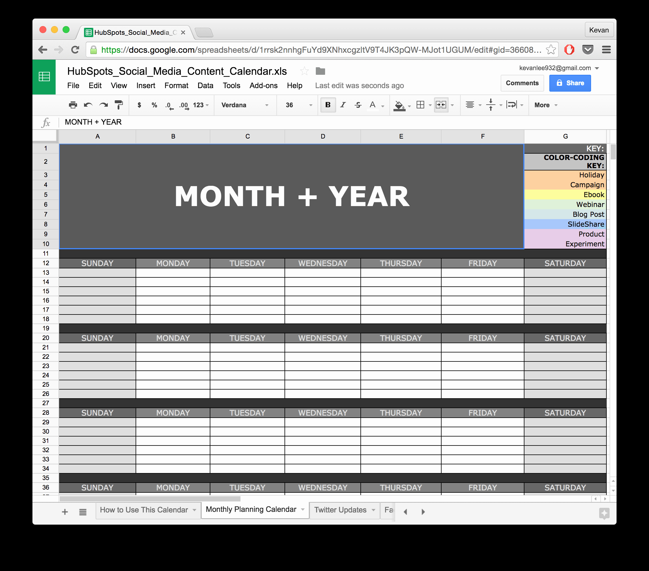 Social Media Calendar Template Google Docs