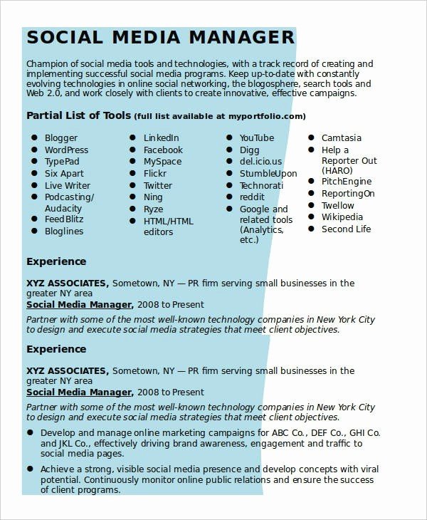 social media manager resume social media munity manager resume sample