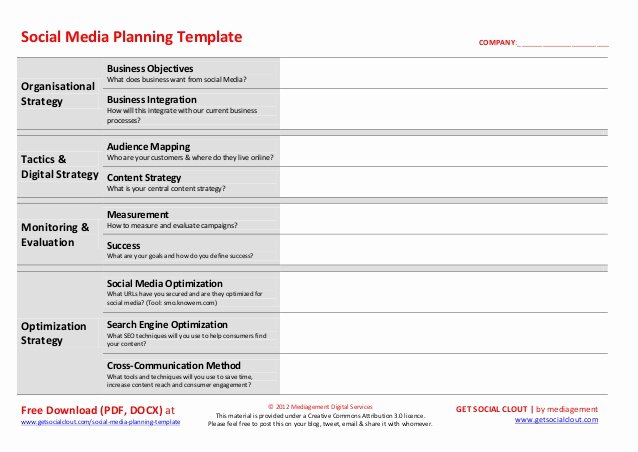 social media planning template