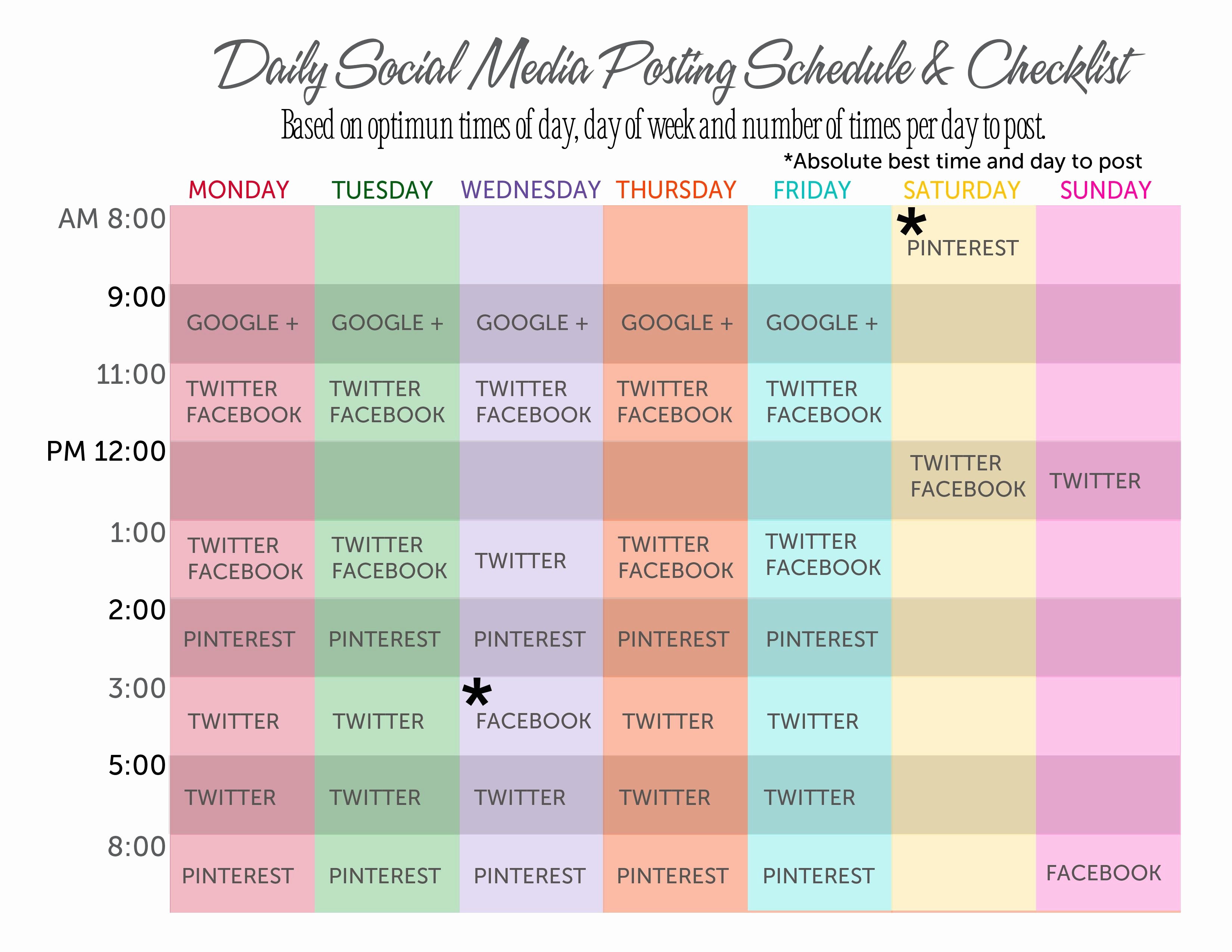 Social Media Posting Schedule